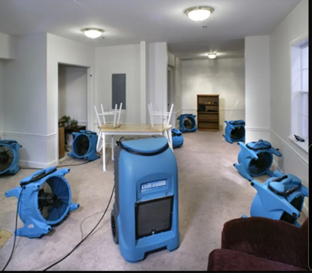 Air movers and dehumidifier setup for Water Extraction & Removal in Fairview